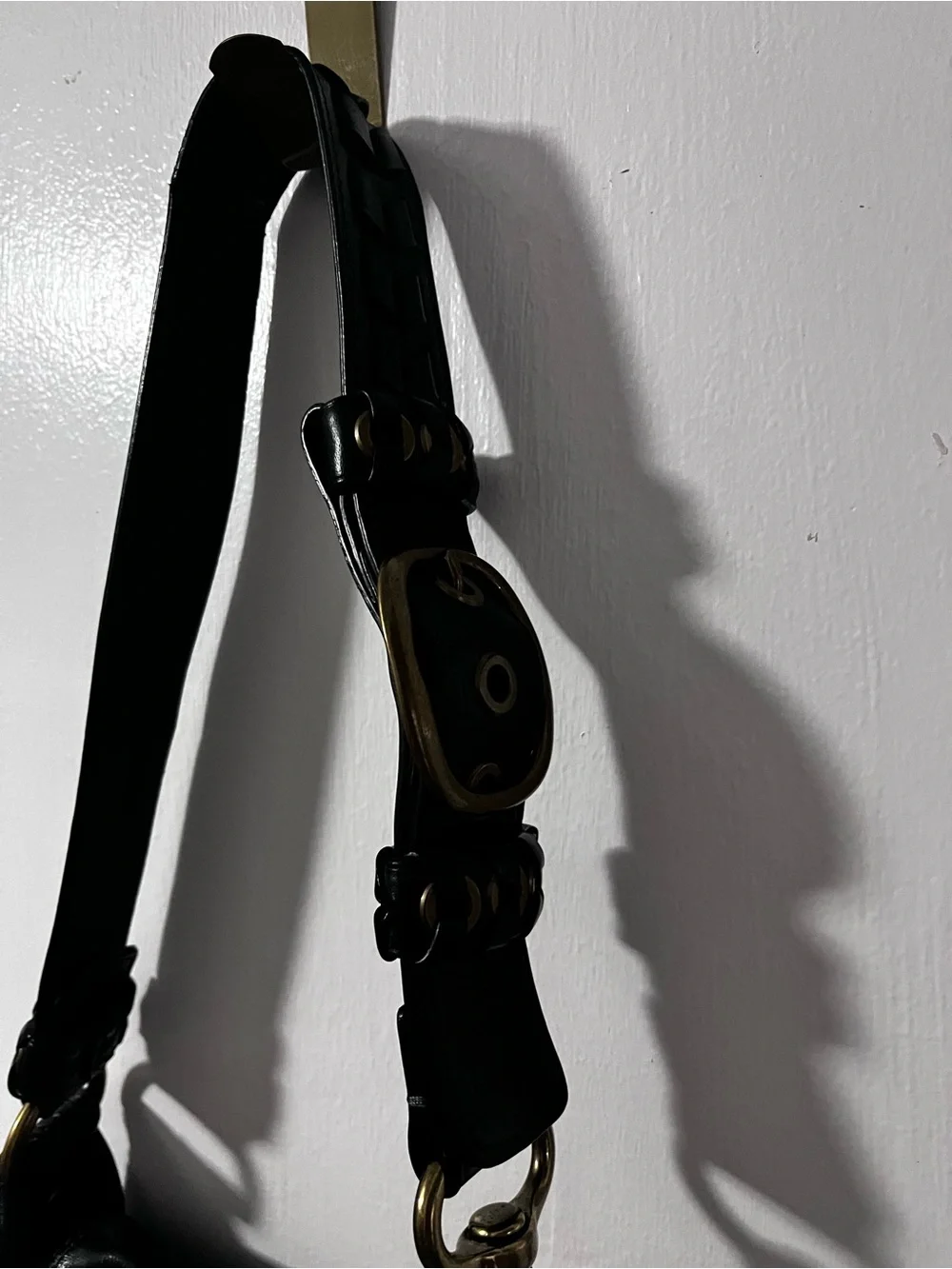 Coach Black Leather Bleecker Flap with Brass Buckle